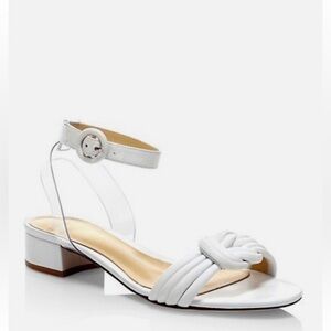Alexandre Birman Vicky White Low 1” Block Heel Sandals